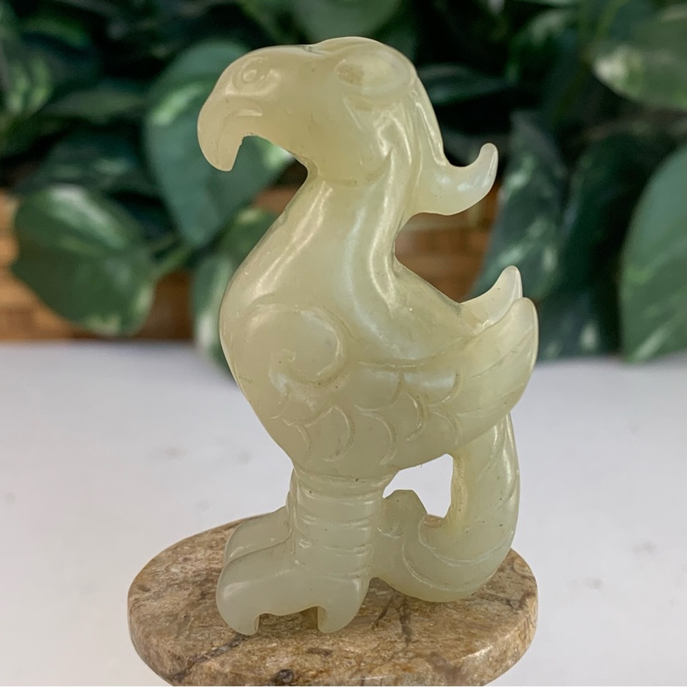 Chinese Hetian Jade Phoenix Figurine Carved Mythical Animal Figure Statue VTG